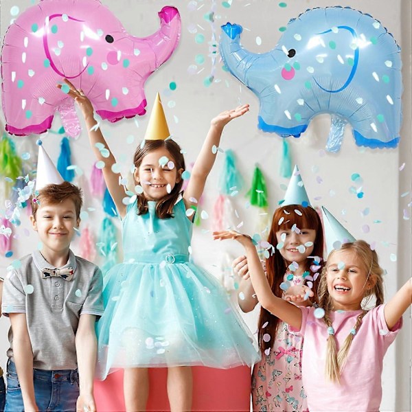 8 Pak Elefant Balloner Blå Pink Søde Elefantform Aluminium Balloner til Baby Shower Forsyninger Kønsafsløring Festartikler Dyretema Fest Fødselsdag