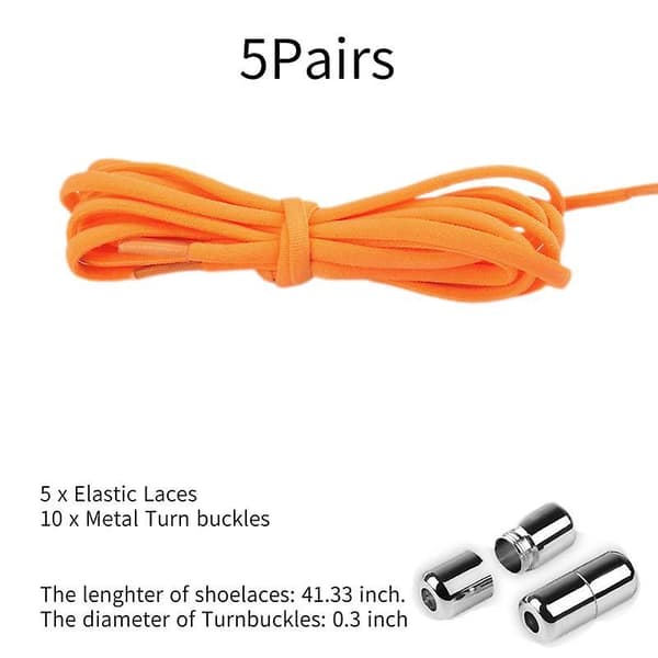 SBSGV Orange Elastiske Snørebånd Uden Binding For Voksne, Børn, Ældre, System Med Elastiske Snørebånd (5 Par)