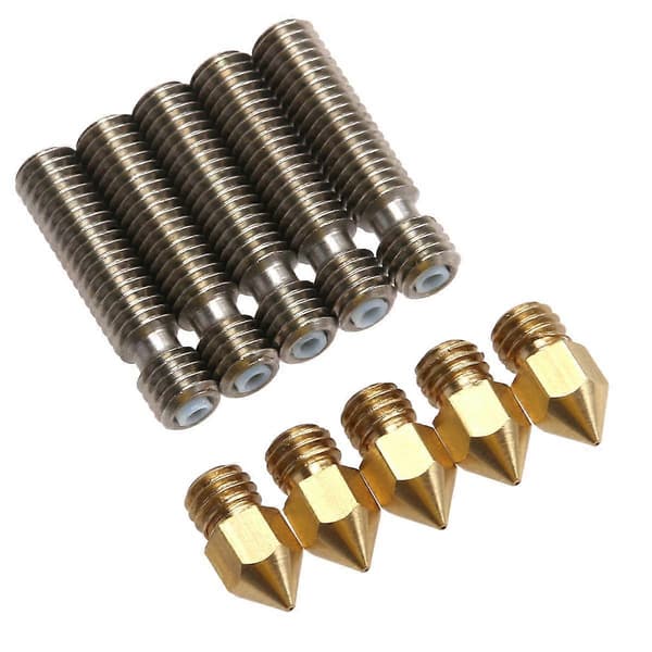 Ekstruder Messingdyser for 3D-skriver 5 stk. Gullfarget PTFE-utskrift