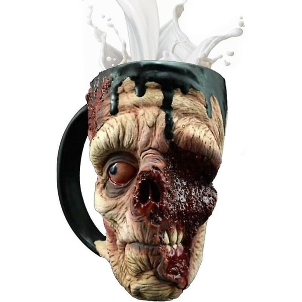 Horror Head Water Cup Horror Water Cup Scary Halloween Decor Zombie Head Olutmuki Kannettava Halloween Party Rekvisiittahahmo kuumalle Black Zombie Cup