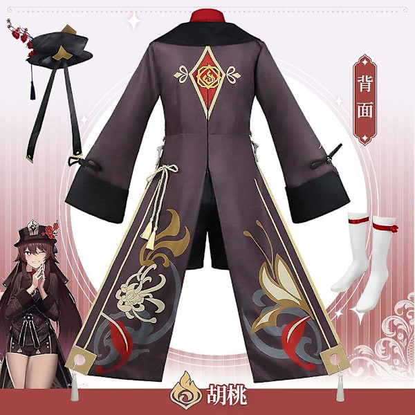 Game Genshin Impact Hutao Cosplay Kostym Peruk Hästsvans Hår Liyue Hu Tao Ringar Genshin Cosplay Kostymer Wig