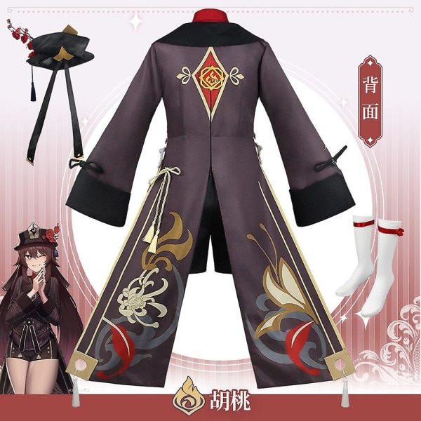 Peli Genshin Impact Hutao Cosplay Puku Peruukki Poni Tail Hiukset Liyue Hu Tao Sormukset Genshin Cosplay Puvut XXXL