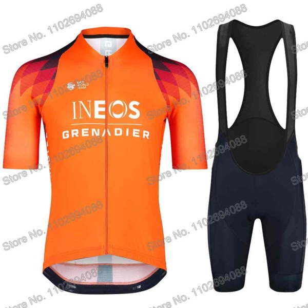 Ineos Grenadier 2023 Set Kesä Lyhythihainen Pyöräilyvaatteet Miesten Maantiepyöräpaita Puku MTB Polkupyörän ruokalappu shortsit 1 XL