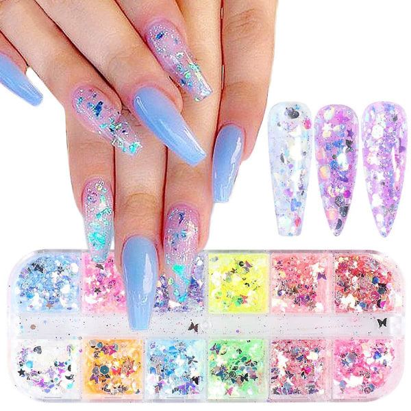 Butterfly Nail Art Glitter Paljetter 3d Holographic Butterfly Nail