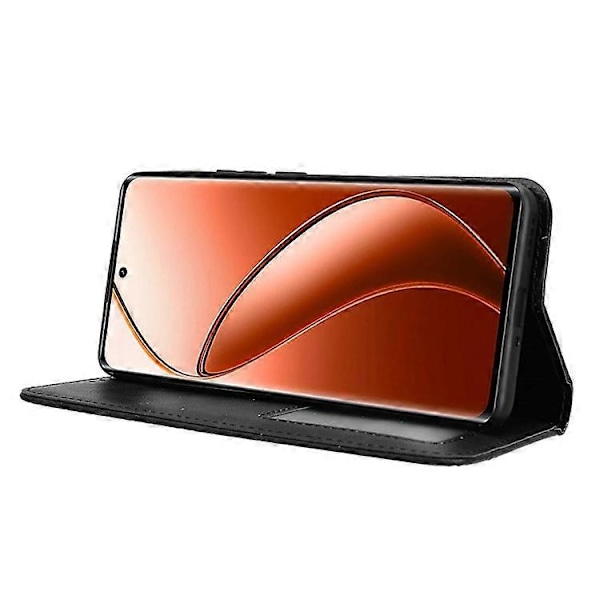 Kompatibelt Skal för Realme 12 Pro 5G / 12 Pro+ 5G Stöttåligt TPU Skal Läder Retro Textur Telefonskydd Black