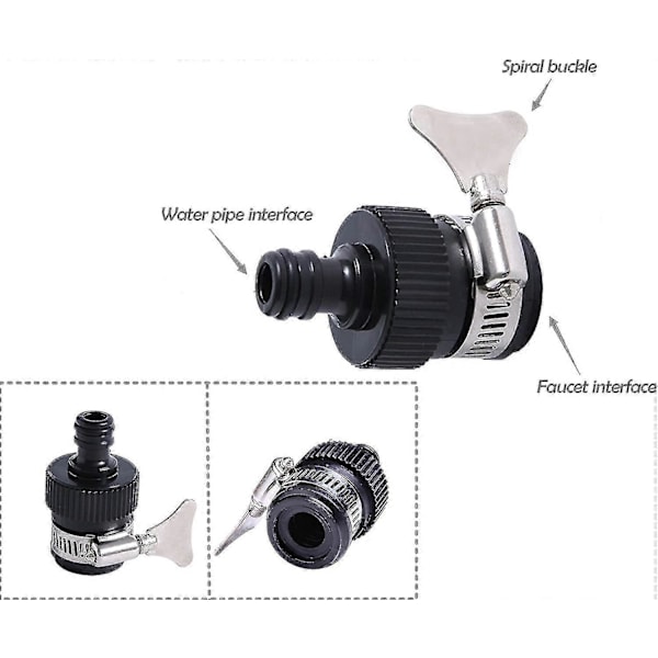 2 stk. 16 mm Universal Kran Kobling Adapter Mikser Kjøkken Hageslange Fittings Klemme