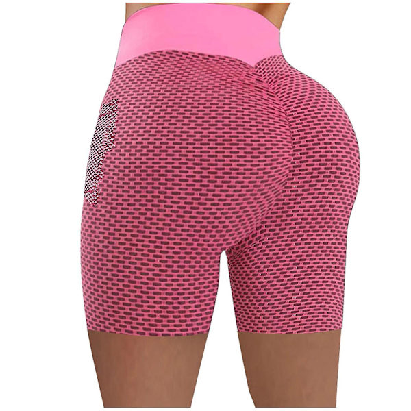 Tflycq Dam Stretch Leggings Fitness Löpgymnastikfickor Aktiva Shorts Yogabyxor Pink XL