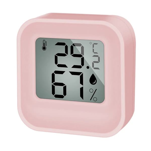 Digitalt termometer og hygrometer (rosa)