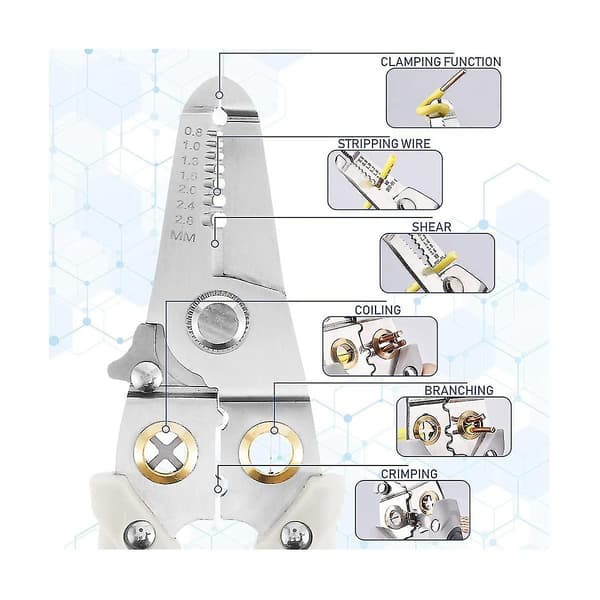 Multifunksjons Wire Tang, 6-i-1 Wire Stripper, Wire Splitting Tang Med Elektrisk Test