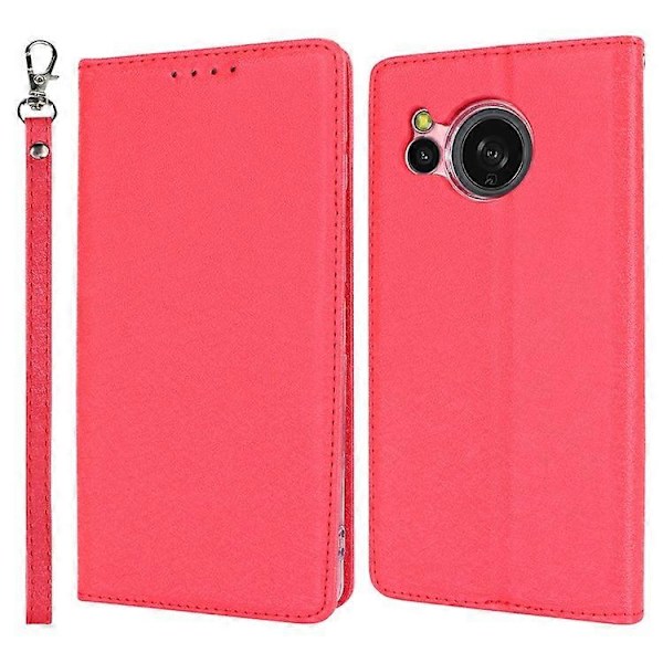 Kompatibelt Plånboksfodral för Sharp Aquos Sense 8 Silkeslen Textur Läder Flip Skyddande Telefonfodral Red