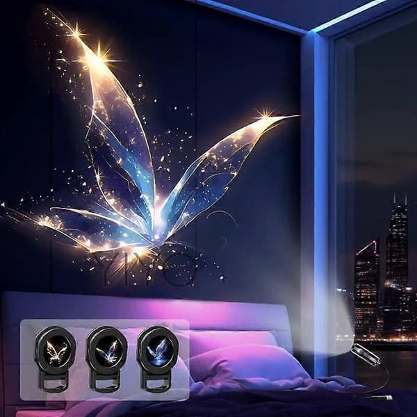 MultiTheme LED-projeksjonsnattlys, utskiftbare mønsterskiver, USB-pluggprojektor for hjemmeferieatmosfære-dekor B-3pcs