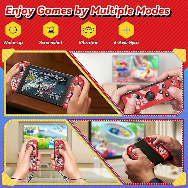 Controller til Nintendo Switch, L/R Controllere med Dobbelt Vibration/Vækning/Bevægelseskontrol Cool Controller - Mario