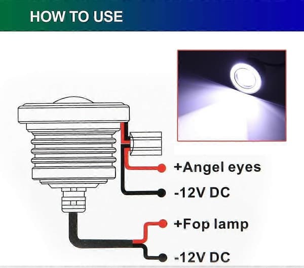 2 stk. Eagle Eye LED-lys, Universal COB Membran Kørelys 12V 1200LM DRL