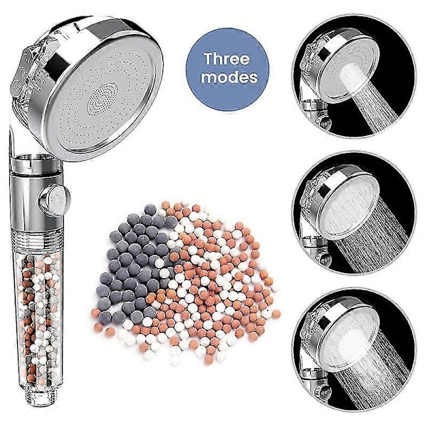 3 Moduser Spa Ion Filter Dusjhode Høyt Trykk Vannbesparende Håndholdt Dusjdyse Premium Badro-haoyi