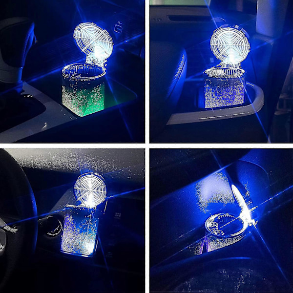 Auton kannettava tuhkakuppi LED-valolla, mukitelineellinen tuhkakuppi värillisellä LED-valolla kuorma-autoon O