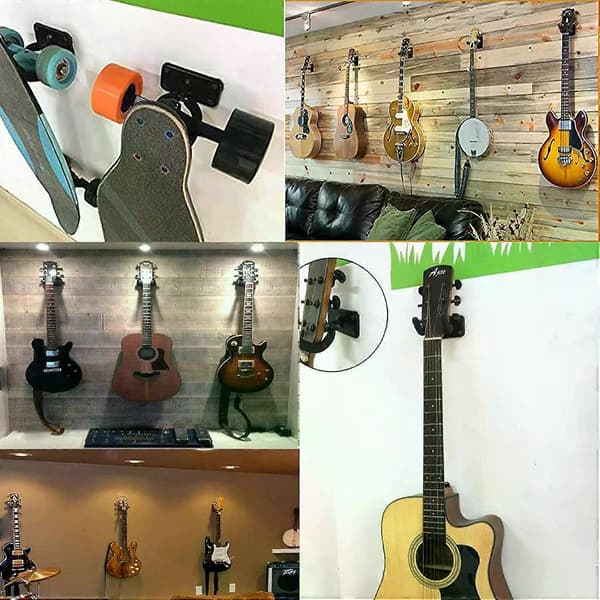 Set med 2 Gitarr Väggkrokar Svart Gitarr Väggkrok Metallhållare för Gitarr Banjo Ukulele