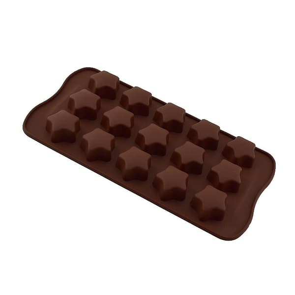 15 hullers silikoneform til chokolade, kage, gelé, budding, stjerneform Q