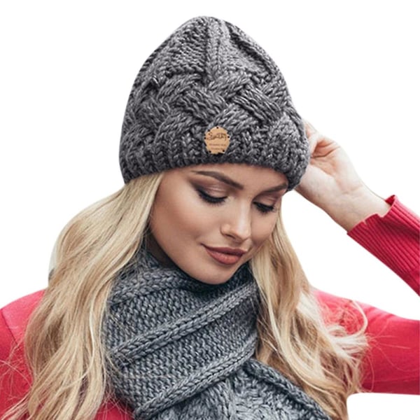 Miesten Lady Neulottu Talvimatka Slouch Pipo Hatut Virkattu cap Light Grey