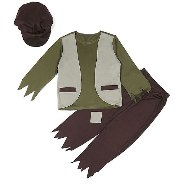 Carnival Halloween Boy Hunter Robin Hood -asu Victorian Vintage Postman Cosplay Fancy Juhlamekko Brown L