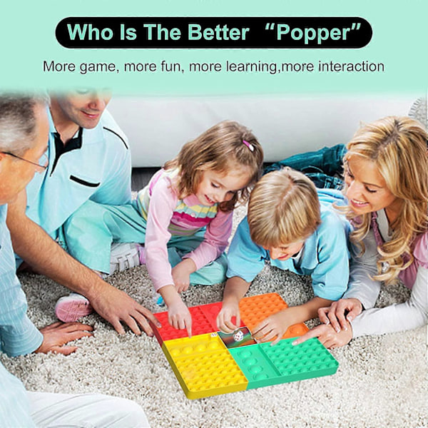Stort Pop Spel Fidget Leksaker, Jumbo Regnbåge Schackbräde Tryck Bubbla Popper Fidget Sensoriska Leksaker med 2 Tärningar, Jätte Stress Relief Fidget Leksaker att Leka Med