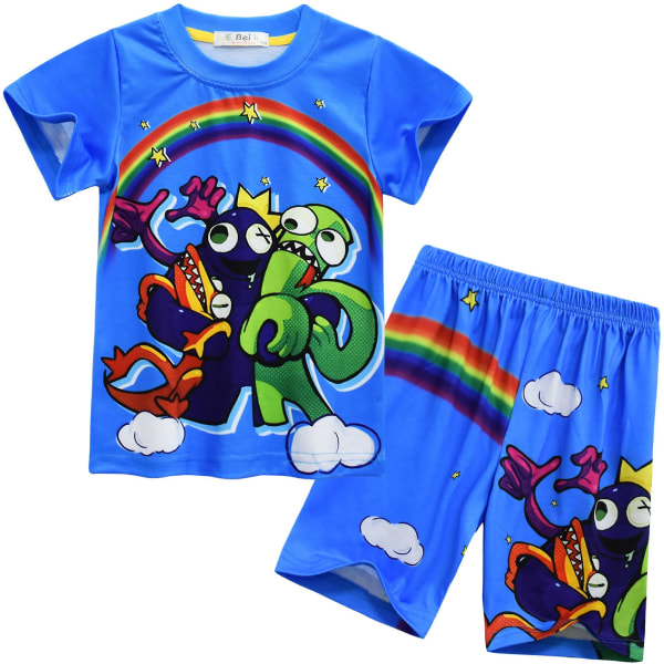 Rainbow Friends 3D Printing Lyhythihainen T-paita Housut Suit Summer Crew Neck Topit Lapsille Nuoret Pojat style 4 110