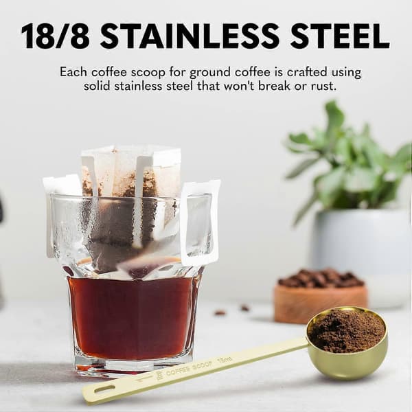 Premium Kaffemått Set - 1 msk (15ml) & 2 msk (30ml) Mätmatsked - 2-pack - Guld