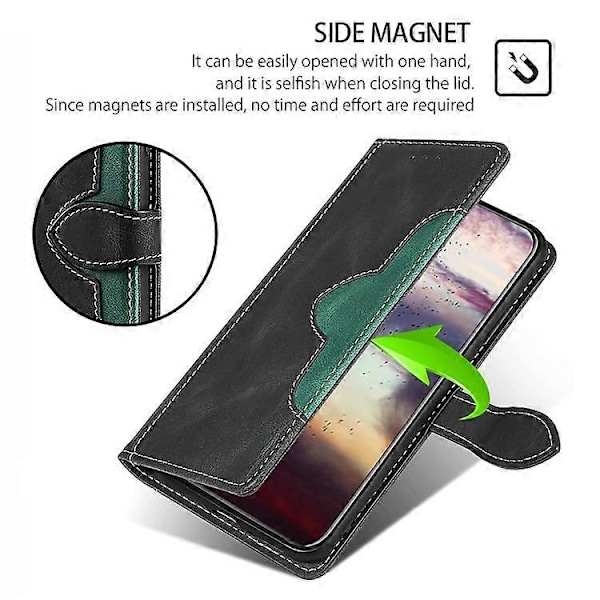 Kompatibelt för TCL 505 Fodral PU Läder Telefonskal Anti-Fall Skal med Ställfunktion Black