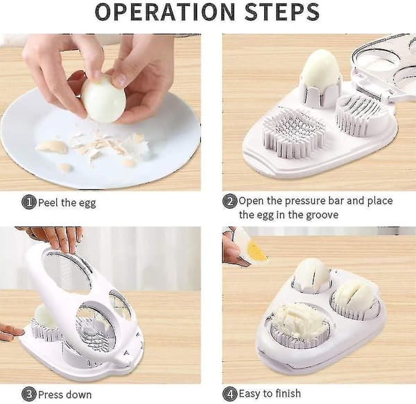Eggdeler Combi 3 I 1 Eggdeler Multifunksjonell Kutterdeler Hardkokte Egg SX