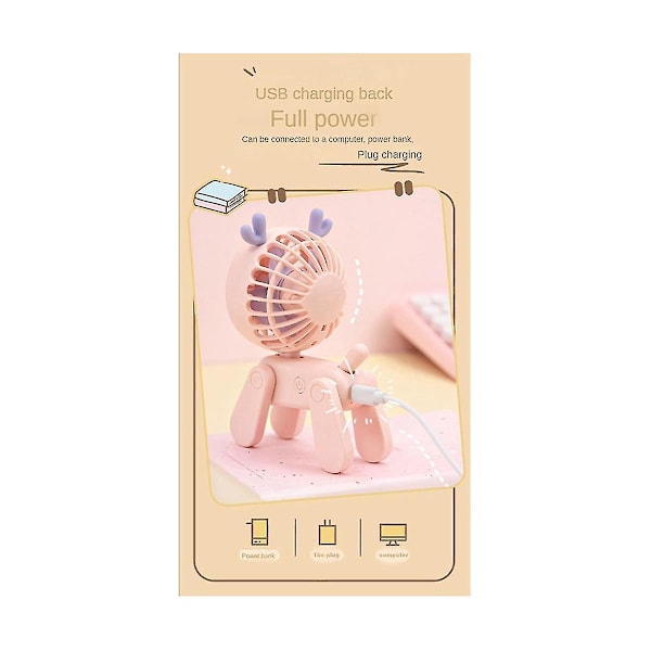 Mini-työpöydän koristetuuletin, söpö, latautuva USB-pieni sähkötuuletin, opiskelijoiden asuntolan koristetuuletin, keltainen