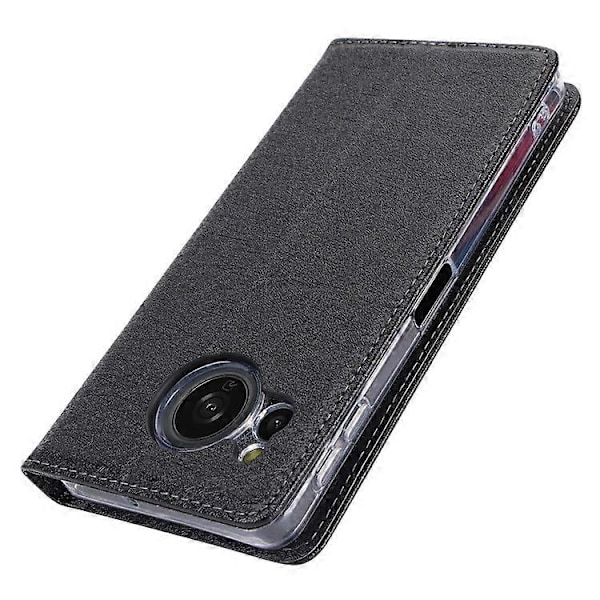 Kompatibelt Plånboksfodral för Sharp Aquos Sense 8 med Silkeslen Textur, Läder Flip Skyddande Telefonfodral Black