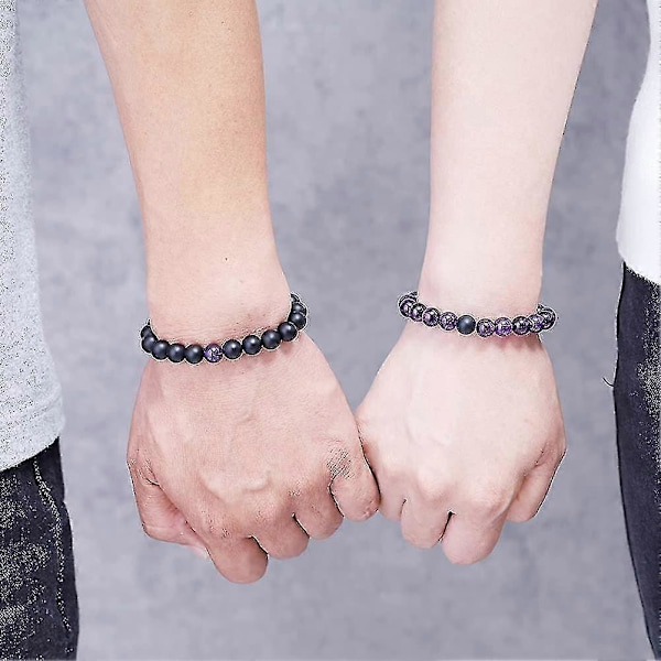 Onyx Ädelsten Matchande Par Armband för Långdistansförhållanden