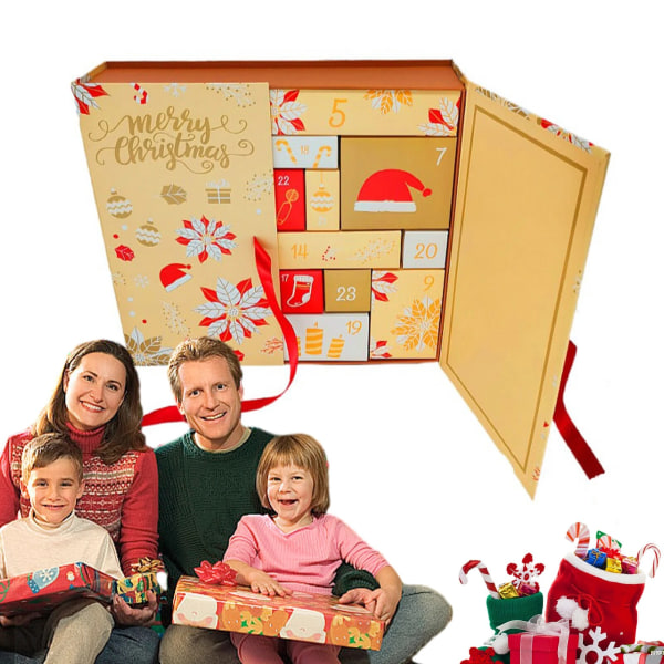 Joulun adventtikalenteri 2023 DIY joulun täyttölaatikko 24 päivän joulukalenteri Tyhjä lahjarasia lapsille pojille tytöille style 1