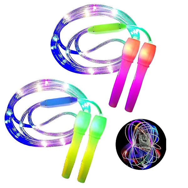 2 Pakning LED Lysende Hoppetau Justerbar Lengde Og Tre Lysmoduser Fartshoppetau For Barn, Lysshow, Fitness