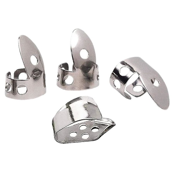 4 st Metall Tumme Finger Gitarrplektrum Rostfritt Stål Gitarrplektrum För Akustisk Gitarr Banjo Ukulele