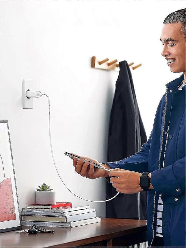 20W USB C PD 3.0 Laderkabel ikke inkludert (hvit)