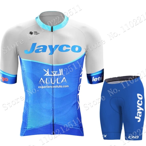 Team Jayco Alula 2023 Cykeltröja Set Kortärmad Blå Herrkläder Road Bike Shirts Kostym Cykel Bib Shorts MTB Maillot 1 4XL