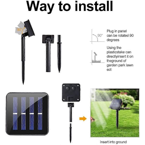 Solarslingor, 2-pack Solcellsdrivna Ljusslingor 100 LED 10m 8 Lägen Vattentäta Utomhus Solcellslampor Trädgård Silvertråd Ljus för Fest