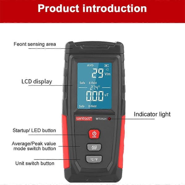 EMF-måler Elektromagnetisk strålingstester Elektron Magnetisk felt Dosimeter