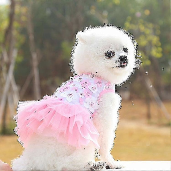 Söta sommarhundklänningar med tyllkjol för små hundar - Kläder för husdjur Valpdräkt (2 st, rosa och lila)