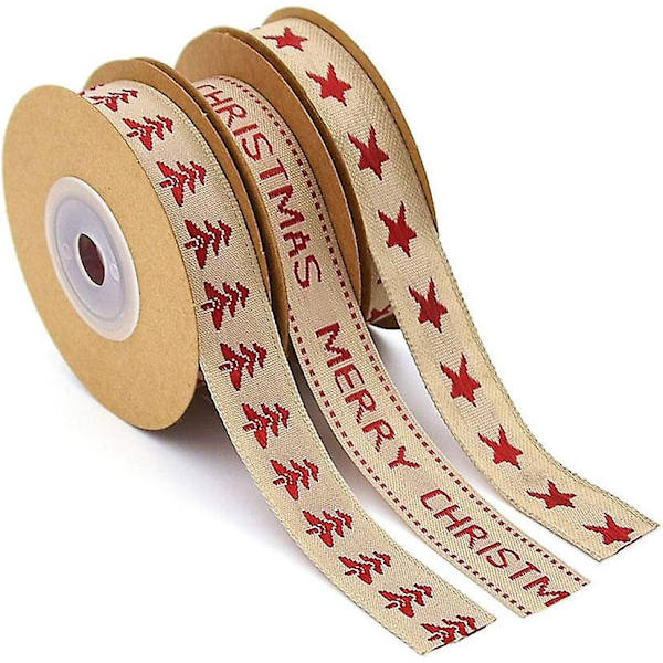 Christmas Ribbon (3 Rolls) - Merry Christmas Satin Ribbon