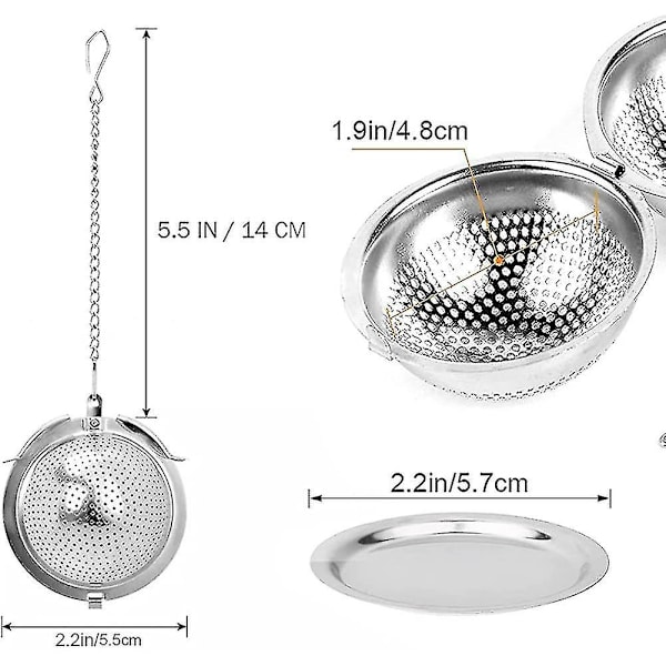 2 kpl Teesiivilä 5,5 cm. Ruostumattomasta teräksestä valmistettu teesiivilä ketjulla ja tippakaukalo A