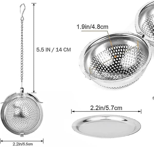 2 stk. te-infuser 5,5 cm. Te-infuser i rustfrit stål med kæde og drypbakke A