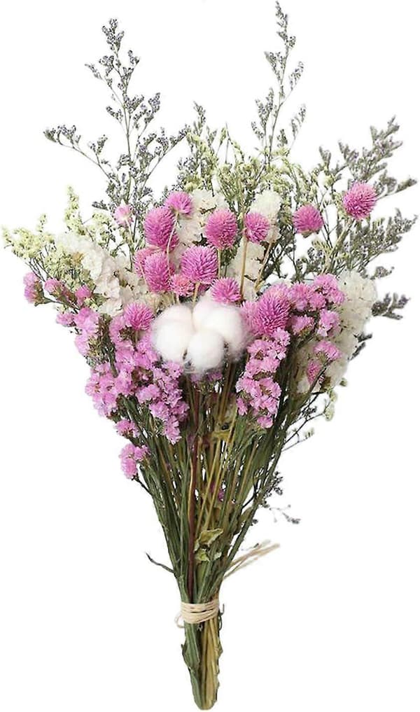 Tørret Blomsterbuket - Pink Bomuld Eucalyptus Daisy Planter til DIY Boligpynt - Pink