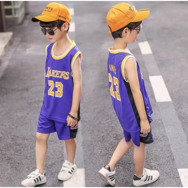 Basketball sportsklær barne treningsklær vest + shorts purple 110cm