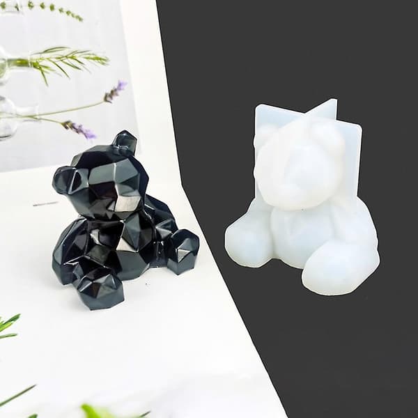 3D Handgjord Geometrisk Björnform DIY Hantverk Bil Aromaterapi Silikonform-fg