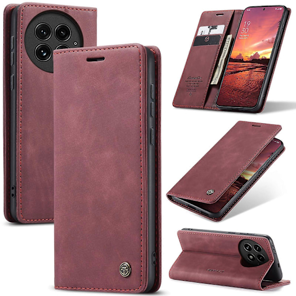 Kompatibelt för OnePlus 13 Plånboksfodral CASEME 013-serien PU Läder Telefonskal Ställ Red