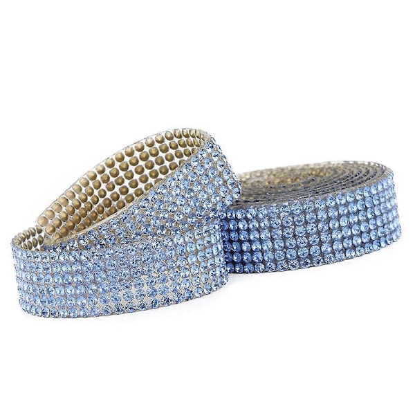 1m Strass Kristall Glas Mesh Band Stryk På Applikation Bröllopsklänning Skor Trim (Blå)