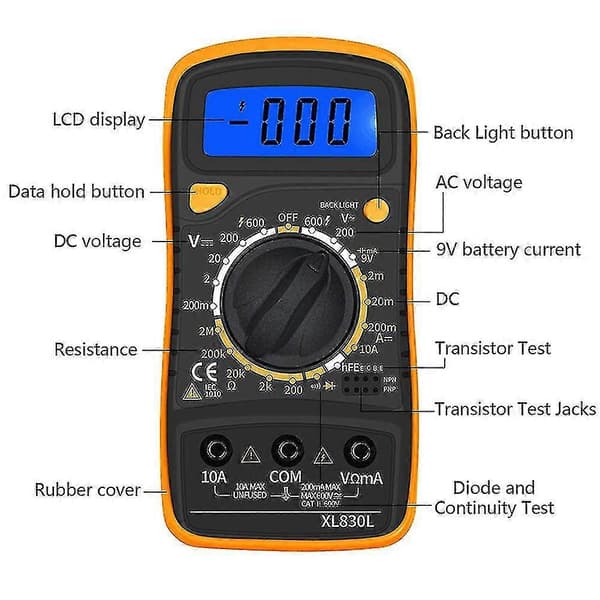 Digital multimeter voltmeter testare multimätare bakgrundsbelysning LCD mätverktyg elektronisk testmätare
