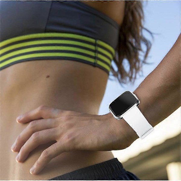 Silikone Smart Watch Rem [Stor Størrelse] Kompatibel med Fitbit Versa Lite/Versa/Versa 2 White