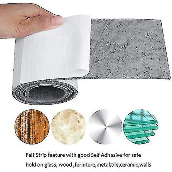 Självhäftande Filt Möbelskydd, Självhäftande Filt 2 Rullar 100 * 10cm + 100 * 2cm Fri att Skära Valfri Storlek eller Form Filt Halkskydd för Bord Stol Soffa Ben